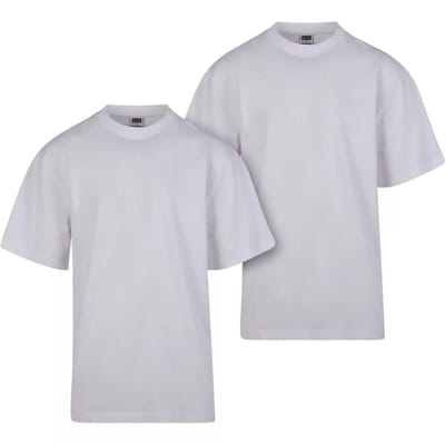 Urban Classics - Tall 2-pack Heren T-shirt - S - Wit/Wit