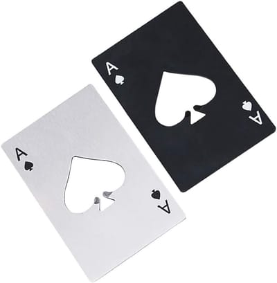 Creditcardvormige roestvrijstalen flesopener - 2 stuks (zwart en zilver)