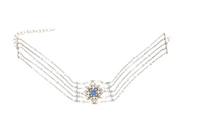 Behave - Choker Ketting Met Blauwe Pareltjes en Steentjes 30 cm - Mode Sieraden Voor Chique Look