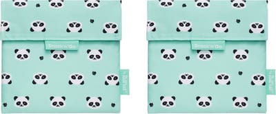 Snack'n'Go Icons Panda - Herbruikbaar Boterhamzakje en Snackverpakking - Sluiting met klittenband - BPA-vrij - Waterdichte binnenlaag - Wasbaar tot 60°C - 2 stuks