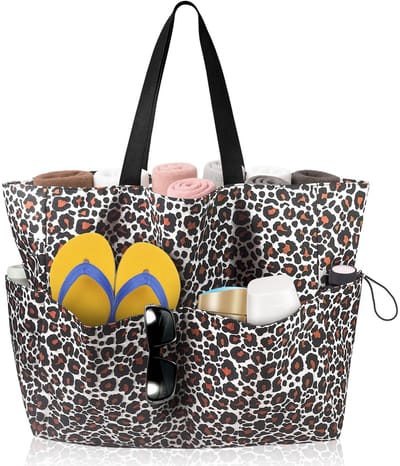 Dailygoods- Strandtas XXL Waterdicht - Leopard Patroon - 9 Compartimenten - Cosmetica Tas - Perfect voor Strand en Outdoor - Zwemtas