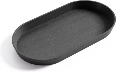 Ecopots Saucer Oval - Dark Grey - 28,4 x 15,4 x H2,4 cm - Ovalen donkergrijze onderschotel met waterreservoir