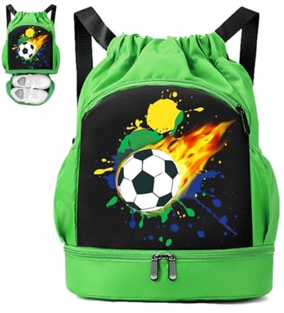 Kinderen Zwemtas met Voetbal Regenboogpatroon - Waterdichte Rugzak voor Sport en Training