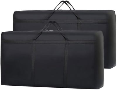 2 stuks zwarte opbergzakken 90L grote versterkte kledingopbergzakken waterdichte verhuiszakken, onderbed opbergtas met ritssluiting voor dekbed, dekens, wasgoed, thuisverhuizing, 80×45×25cm
