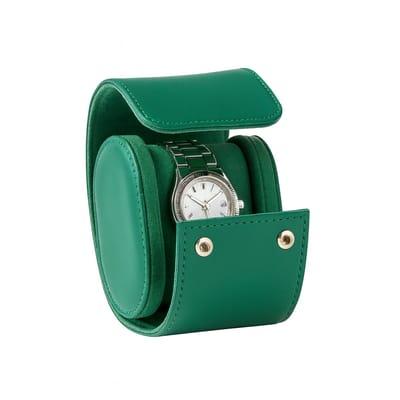 Luxe Horlogerol Groen – 1 Horloge – Reisetui van Leer met Fluwelen Binnenkant – Stijlvolle Beschermhoes voor Dames & Heren Horloges