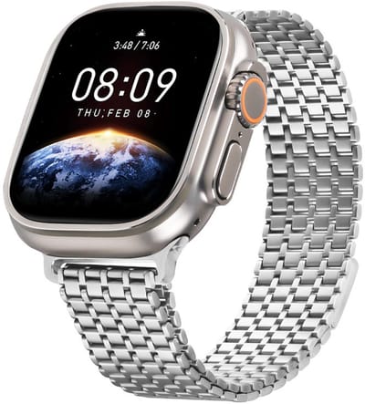 Luxe Milanees bandje - geschikt voor Apple Watch 1/2/3/4/5/6/7/8/9/10/11/ SE (1,2,3) met maat 38 mm / 40 mm / 41 mm en 42 mm (Watch 10/11) - Milanese met magneet sluiting - zilver