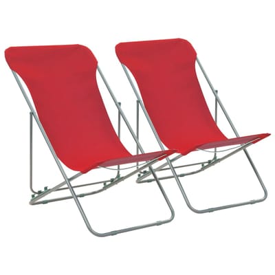 vidaXL - Opklapbare - stoelen, - 2 - stuks, - staal - en - Oxford-stof, - rood