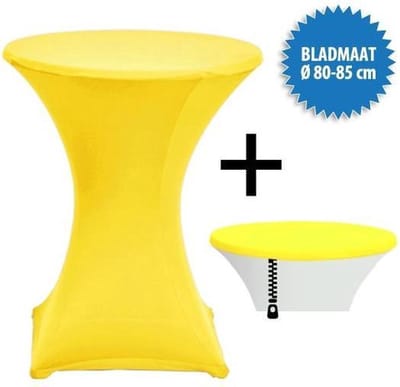 Statafelrok Stretch rits Ø 80-85cm incl. topcover, geel