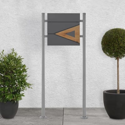 Brievenbus met standaard - Postbus buiten - Post ontvangen - Geïntegreerd krantenvak - 120cm hoog - Eikenlook antraciet