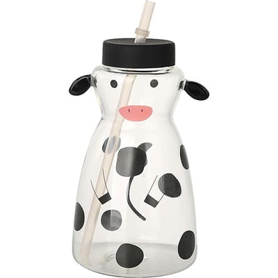 600MLCreatieve Glazen Beker met Rietje Koe Vorm Glazen Beker met Rietje white