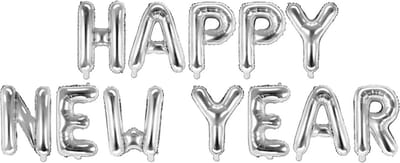 PartyDeco - Folie Ballonnen Happy New Year zilver