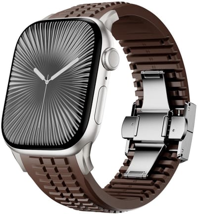 By Qubix - Geschikt voor Apple Watch bandje - Redefine siliconen band - Bruin - Geschikt voor Apple Watch 44 mm / 45 mm / 46 mm / 49 mm (Ultra 1,2 en 3)