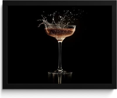 Fotolijst inclusief poster - Posterlijst 40x30 cm - Posters - Cocktail - Zwart - Spetters - Glas - Foto in lijst - Keuken decoratie muur - Wanddecoratie accessoires - Muurdecoratie - Schilderijen