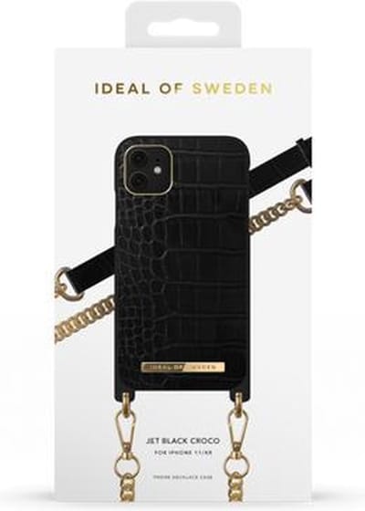 iDeal of Sweden Phone Necklace Case voor iPhone 11/XR Jet Black Croco