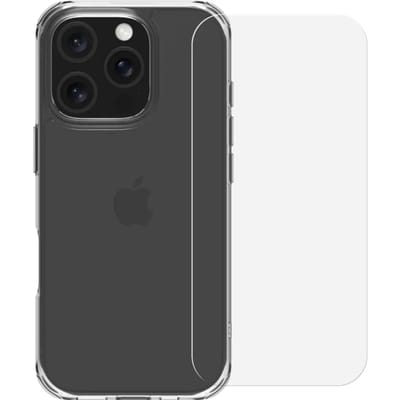 BlueBuilt Protective Back Cover iPhone 16 Pro Transparant + Screenprotector Glas