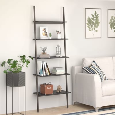 vidaXL - Ladderrek - met - 5 - schappen - 64x34x185,5 - cm - zwart