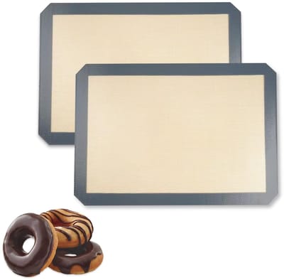Dailygoods - 2 stuks siliconen bakmat, 40 x 30 cm, anti-aanbaklaag, siliconen mat, bakken, ovenmat, siliconen bakmat, herbruikbaar, duurzame bakmat voor koekjes, brood, gebak, pizza