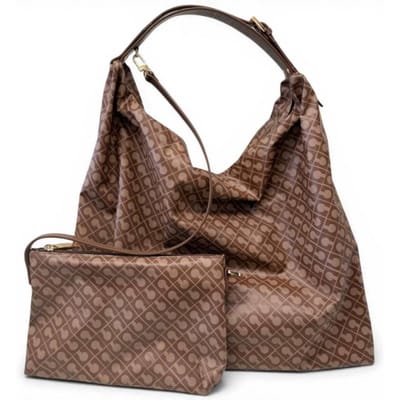 Gherardini Hobo Zachte dames Chestnut Zachte stof zak met lederen afwerking