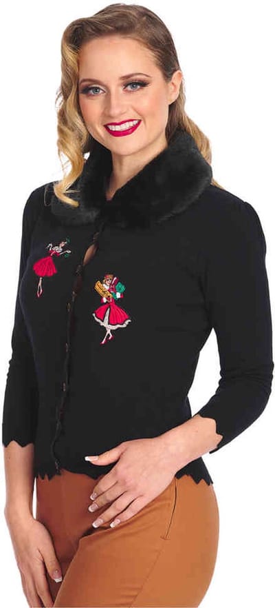 Banned - Vintage Christmas Holiday Cardigan - S - Zwart