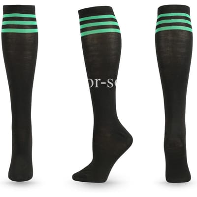1 Paire de Chaussettes de Compression Chaussettes de Football Antidérapantes Longues Genou Hautes Chaussettes Rayées Chaussettes de Football Chaussettes de Sport pour la Course à Pied