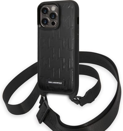 Karl Lagerfeld KLHCP14LSTMMK iPhone 14 Pro 6.1" hardcase black/black Monogram Plaque Logo Strap