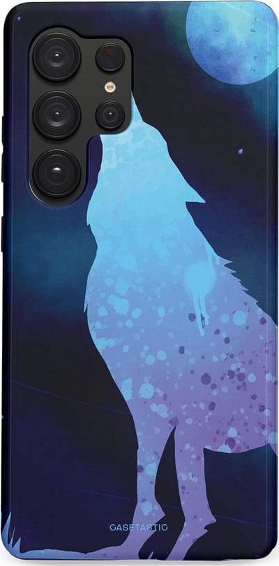 Casetastic Hoesje Geschikt voor Samsung S25 Ultra - Stijlvolle Beschermende Duo-layer Case - Blauwe Wolvennacht