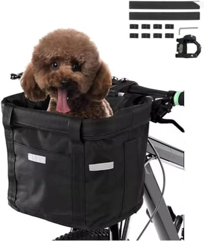 Aura® Hondenfietsmand - Fietstas Hond - Hondenfietsmand Afneembaar - Zwart - 34 cm x 24cm x 25cm