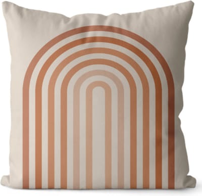 Kussenhoes Rainbow Pink - 45x45 cm - linnen & katoen - retro - regenboog - pasteltinten