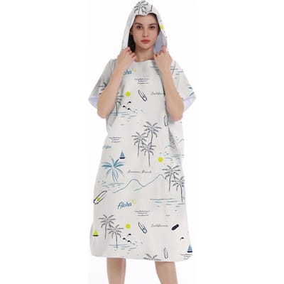 Poncho de Surf Serviette Microfibre Poncho de Surf à Capuche Robe de Bain pour se Changer Séchage Rapide Serviette de Plage Piscine avec Capuche Combinaison Néoprène 110X80cm gray
