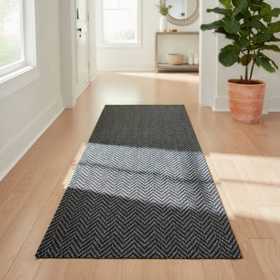 JYG Tapijtloper CHEVRON Grijs 50 x 150 cm - Keukenloper - Anti Slip - snijdbaar