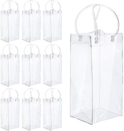 MTTProducts - Transparante Flessenkoelers - IJszakken voor Dranken - Ideaal voor Feesten - 10 Stuks - PVC Koelers - Perfect voor Buiten en Camping - Ge...