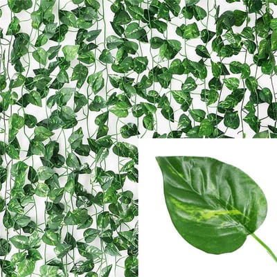 2/4//6/8/10M Zijden Bladeren Nep Klimplant Groen Blad Klimop Wijnrank String voor Huis Bruiloft Hangende Slinger Kunstplanten Decoratie 4M (2 String)