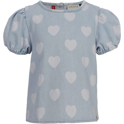 LOOXS Little Meisjes blouse - Maat 116 in de kleur licht Blauw van 74% COTTON 25% POLYESTER 1% SPANDEX - 2612-7130-997