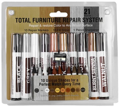Meubelreparatieset - Retoucheerstiften met waskrijtjes & puntenslijper