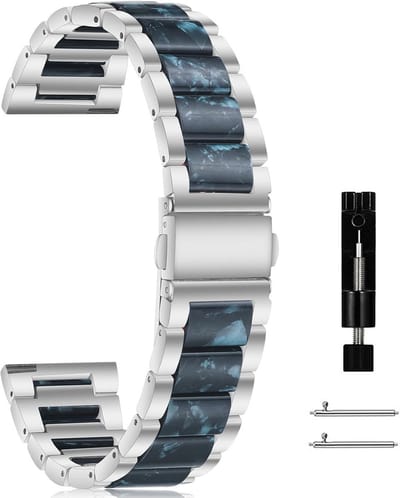 Metalen horlogeband 20 mm 22 mm - lichtgewicht resin en metaal - vervangband voor heren en dames - ShopVlot
