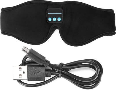 Muziekoogmasker - Slaapmasker met geluid - Ontspannen reizen - Geïntegreerde speakers - 14 x 11 x 4.98 cm - Zwart