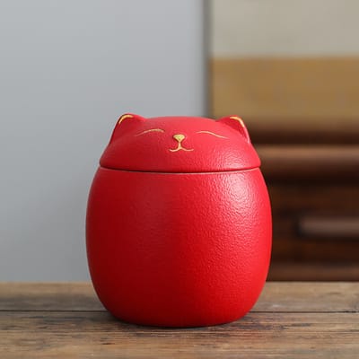 Urn Hond Kat Vogel – Poezenurn – Keramiek – Urnen – Urn Voor Dieren – Urn Hond Overleden – Urn Kat – 500 ML – Rood