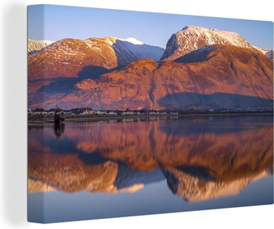 Canvas Schilderij Weerspiegeling van de Ben Nevis in het water - 30x20 cm - Wanddecoratie