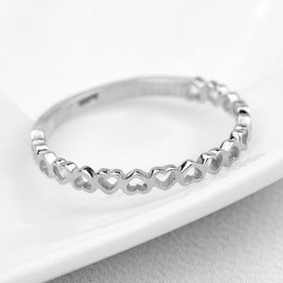 Huitan Exquise Hart tot Hart Vingerringen Vrouwen Eenvoudige Stijlvolle Metalen Ringen Dagelijks Dragen Statement Accessoires Drop Ship Sieraden 6 white