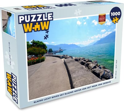 Puzzel Blauwe lucht boven het blauwe water van het Meer van Genève - Legpuzzel - Puzzel 1000 stukjes volwassenen