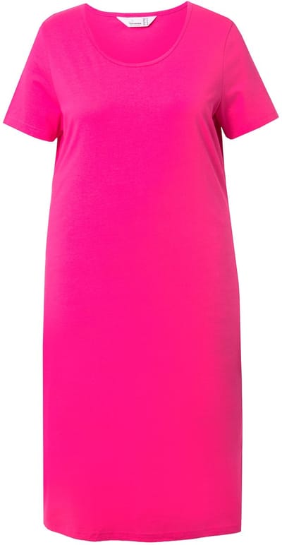 MIAMODA - Dames - Jersey midi-jurk straight fit Hummer-print op de rug - Hibiscusrood - Maat 44