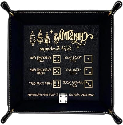 Dobbelsteenbak - Rolhouder - Spelavonden Verbeteren - Met Spelregels - 16 x 16 cm - Zwart
