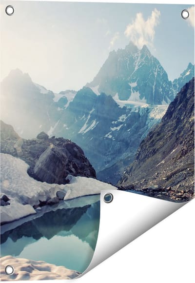 Gards Tuinposter Landschap berg meer - 40x50 cm - Tuindoek - Tuindecoratie - Wanddecoratie buiten - Tuinschilderij