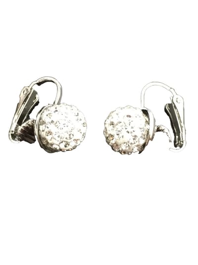 Petra's Sieradenwereld - Clipoorbel wit strass steentjes fimoklei