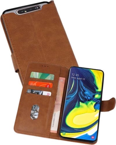Hoesje Geschikt voor Samsung Galaxy A80 / A90 - Kaarthouder Book Case Telefoonhoesje - Bruin