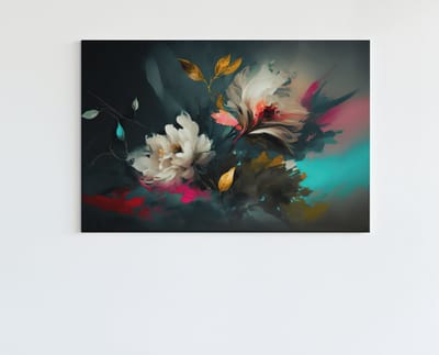 Canvas Schilderij - Abstract Bloemen - Wanddecoratie - 60x40x2 cm