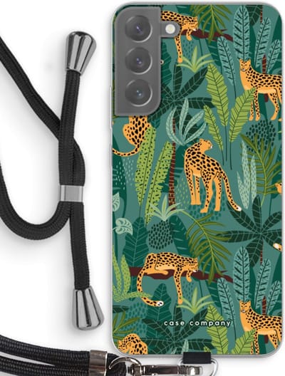 Case Company® - Hoesje met koord geschikt voor Samsung Galaxy S22 Plus hoesje met Koord - Luipaard 2 - Telefoonhoesje met Zwart Koord - Bescherming aan alle Kanten en Over de Schermrand