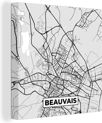 Canvas Schilderij Beauvais - Frankrijk - Plattegrond - Kaart - Stadskaart - 20x20 cm - Wanddecoratie