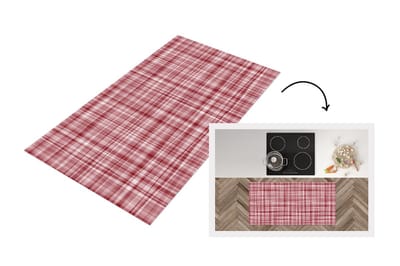 Keukenloper - Loper keuken - Patroon - Rood - Waves - 120x60 cm - Keukenloper vinyl