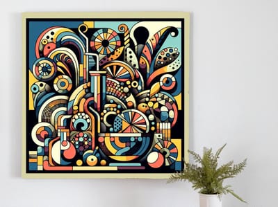 Abstract stilleven schilderij | Abstracte verstilling: een kunstzinnige ode aan het alledaagse leven | Kunst - 100x100 centimeter op Canvas | Foto op Canvas